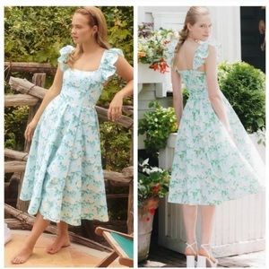 Hill House Home Daphne Dress Blue Roses Floral NWT